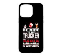 Custodia per iPhone 15 Pro Max Be Nice To The Trucker Santa Is Watching Funny Christmas