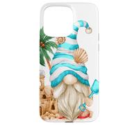Custodia per iPhone 15 Pro Max Beach Lover With Flip Flops And Sand Castle Funny Gnome