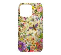 Custodia per iPhone 15 Pro Max Bees Boho Wildflowers foglie e vetro colorato floreale