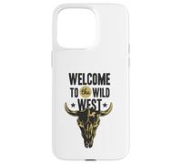 Custodia per iPhone 15 Pro Max Benvenuti al Wild West Bull Skull Vintage Western Logo