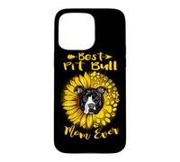 Custodia per iPhone 15 Pro Max Best Pit Bull Dog Mom Ever Sunflower Funny Paw Dog Lover