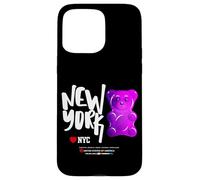 Custodia per iPhone 15 Pro Max Bite Me, Cool New York City Purple Gummy Bear Candy Graphic