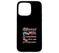 Custodia per iPhone 15 Pro Max Blessed To Be Called Mom Grandma and Great Grandma