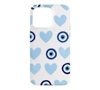 Custodia per iPhone 15 Pro Max Blu scuro scuro Evil Eye Greco Eye Cute Heart Eye Pattern