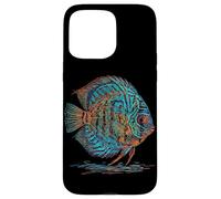 Custodia per iPhone 15 Pro Max Blue Discus Fish Acquario Fishkeeper