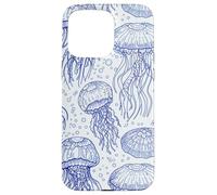 Custodia per iPhone 15 Pro Max Blue Jellyfish Ocean Pattern Aquatic Marine Life