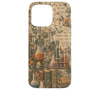 Custodia per iPhone 15 Pro Max Boho Lab Scienza Chimica Biologia Floreale Libri Su Beige