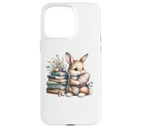 Custodia per iPhone 15 Pro Max Bookish Easter Bunny Reading Book Every Bunny Loves to Read