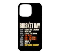 Custodia per iPhone 15 Pro Max Brisket Day Schedule Funny BBQ Smoker Pitmaster The Stall