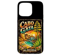 Custodia per iPhone 15 Pro Max Cabo de Gata Spagna, Design Vintage Costa Mediterranea
