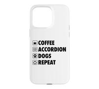 Custodia per iPhone 15 Pro Max Caffè Fisarmonica Cani Ripetere Vita Semplice Icone Di Base