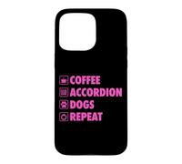 Custodia per iPhone 15 Pro Max Caffè Fisarmonica Cani Ripetere Vita Semplice Icone Di Base