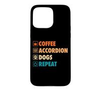 Custodia per iPhone 15 Pro Max Caffè Fisarmonica Cani Ripetere Vita Semplice Icone Di Base