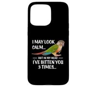 Custodia per iPhone 15 Pro Max Camicia verde Cheek Conure I May Look Calm Conure