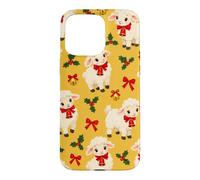 Custodia per iPhone 15 Pro Max Campana con fiocco di agnello giallo senape rosso per Natale