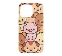 Custodia per iPhone 15 Pro Max Carino Kawaii Animal Friends pastello carattere grafico
