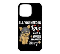Custodia per iPhone 15 Pro Max Carino Yorkie chiamato Henry per Yorkshire Terrier Cane Nome