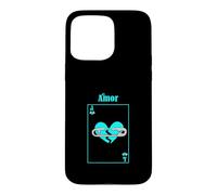 Custodia per iPhone 15 Pro Max Carta d'amore perso colore turchese grafico turchese