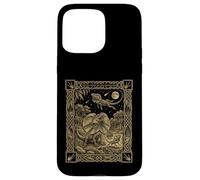 Custodia per iPhone 15 Pro Max Carta dei tarocchi con lucertola dal collo celeste