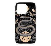 Custodia per iPhone 15 Pro Max Carta dei Tarocchi Serpente Mistico con Falene e Lune