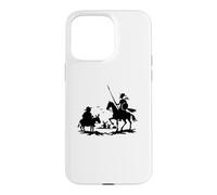 Custodia per iPhone 15 Pro Max Cavaliere Errante Don Chisciotte Sancho Panza Opera D'arte Silhouette