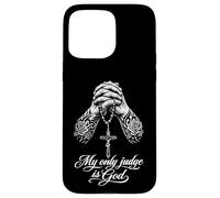 Custodia per iPhone 15 Pro Max Chicano tatuato Il mio unico giudice è Dio che prega le mani