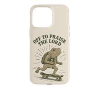 Custodia per iPhone 15 Pro Max Christian Frog Skateboard Umorismo religioso Vintage