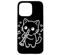 Custodia per iPhone 15 Pro Max Clarinettista Kawaii Cat
