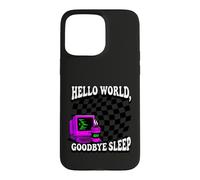 Custodia per iPhone 15 Pro Max Coder Hello World Goodbye Sleep Computer Science Retro