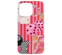 Custodia per iPhone 15 Pro Max Collage con 8 Lucky Lighting Bolt Star a forma di pallina rosa preppy a righe