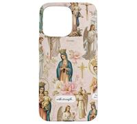 Custodia per iPhone 15 Pro Max Collage cristiano cattolico floreale vintage della Vergine