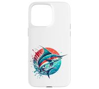 Custodia per iPhone 15 Pro Max Color Splash Marlin, Pesca in mare profondo oceano per i pescatori