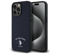 Custodia per iPhone 15 Pro Max con logo US Polo stampato, colore blu navy.