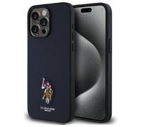 Custodia per iPhone 15 Pro Max con ricamo US Polo, colore blu navy.