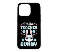 Custodia per iPhone 15 Pro Max Coniglio pasquale con scritta "I'm The Teacher"