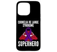 Custodia per iPhone 15 Pro Max Cornelia De Lange Syndrome Superhero Warrior Nastro Viola