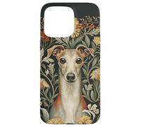 Custodia per iPhone 15 Pro Max Cottage floreale da giardino con levriero italiano rosso fulvo