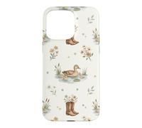 Custodia per iPhone 15 Pro Max Cottage Stagno Anatre Anatroccoli Prato Fattoria Acquerello