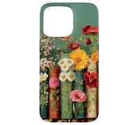 Custodia per iPhone 15 Pro Max Cottagecore - Libreria con fiori di campo vintage