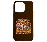 Custodia per iPhone 15 Pro Max Country& Western Capybara Shiba-Inu con chitarra Musica