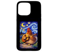 Custodia per iPhone 15 Pro Max Cozy Chicken Playing Guitar Whimsical Art Music Farmer Hen