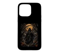 Custodia per iPhone 15 Pro Max Creepy Grim Reaper Scythe Halloween Skeleton Scary Grafica