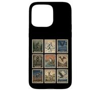Custodia per iPhone 15 Pro Max Cryptid Stamp Set Bigfoot Yeti Mothman Legendary Creatures
