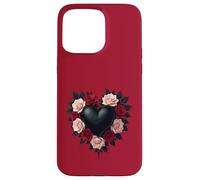 Custodia per iPhone 15 Pro Max Cuore Nero E Corona Di Rose Nere