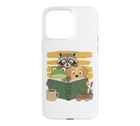 Custodia per iPhone 15 Pro Max Curious Reading Animals Frog Raccoon Dog Book Lover