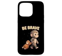 Custodia per iPhone 15 Pro Max Cute Baby Monkey Be Brave Viral Meme Emozionale Peluche