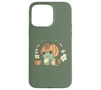 Custodia per iPhone 15 Pro Max Cute Kawaii Fall Cottagecore Aesthetic Frog With Pumpkin