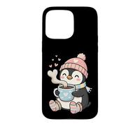 Custodia per iPhone 15 Pro Max Cute Penguin Hot Cocoa Winter Beanie Scarf Socks