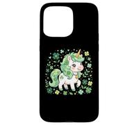 Custodia per iPhone 15 Pro Max Cute Unicorn Shamrock St Patricks Day Girls Kids Lepricorn