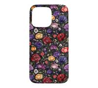 Custodia per iPhone 15 Pro Max Dark Academia Floreale Vintage Botanico Rose Pattern